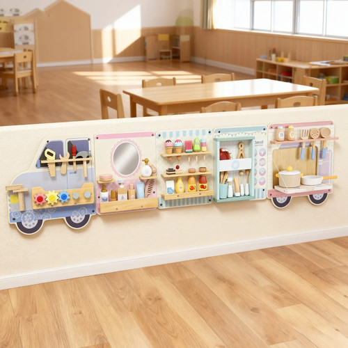 Wooden busy board unit 5in1 - wooden,
